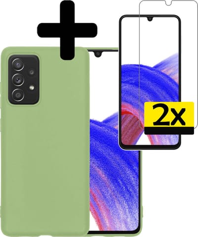 Hoesje - Met 2x Screenprotector - Geschikt voor Samsung Galaxy A33 - Sterk & Shockproof - Back Cover - Siliconen Case - Telefoon Hoes - Telefoonhoesjes - Groen