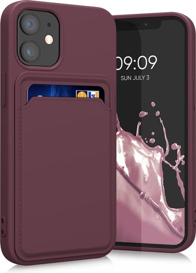 kwmobile telefoonhoesje geschikt voor Apple iPhone 12 mini - Hoesje met pasjeshouder - TPU case in wijnrood