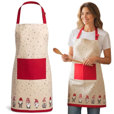 Dailygoods- Kerstschort 60 x 84 cm - Katoenen Schort - Kaboutermotief - Kerstdecoratie - Koken/Bakken - Modern Design - Keukenschort