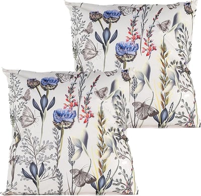 Anna's collection buitenkussen bloem - 2x - wit/paars - 60 x 60 cm - Water en UV bestendig