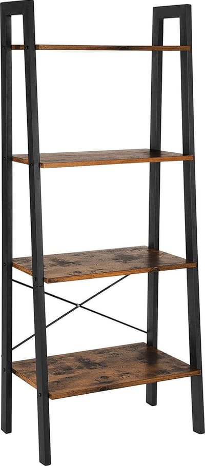 Boekenrek in vintage-stijl met vijf planken en een metalen frame 56 x 172 x 34 cm