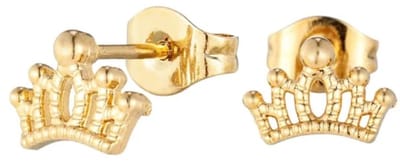 Aramat Jewels | Oorbellen | Goudkleurige Stalen 6x9mm Kroontje Oorbellen | | | |9mm | Staal | Kinderen, Volwassenen | Verkleurd niet