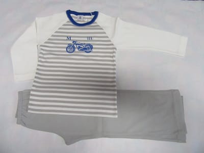 Petit Bateau - Pyjama - Moto -Wit / grijst / blauw  - 4 jaar  102