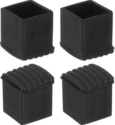 Pootdoppen, 20 x 20 mm, rechthoekige dikke stoelpootdoppen, meubelvoet-eindkappen, vloerbeschermers voor tafel, stoel, machinevoeten (zwart)