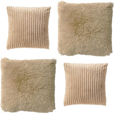 Dutch Decor - KUSSENSET - 4-delig - Cosy Layers - 60x60 cm, 45x45 cm - inclusief binnenkussens - beige - Met Ritssluiting – Decoratie Kussens - Comfortabele kussentjes voor op de Bank