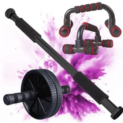 Verstelbare pull-up bar en buikroller complete fitness set voor thuis