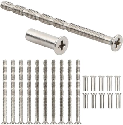 M4 x 60 mm verbindingsschroeven met sleeve - roestvrij staal - compleet set voor meubels - ShopVlot