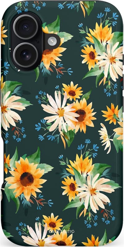 Casetastic hoesje geschikt voor Apple iPhone 17 - MagSafe - Dubbellaagse bescherming - Zonnebosjes - Fashion Case - Donkergrijs Beige Saliegroen Goud