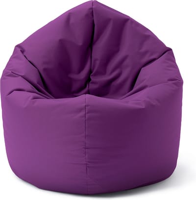 Lumaland Zitzak voor binnen en buiten, ronde 2-in-1 zitzak voor binnen en buiten, 300 l vulling, 120 x 80 x 75 cm, waterafstotend en robuust, paars