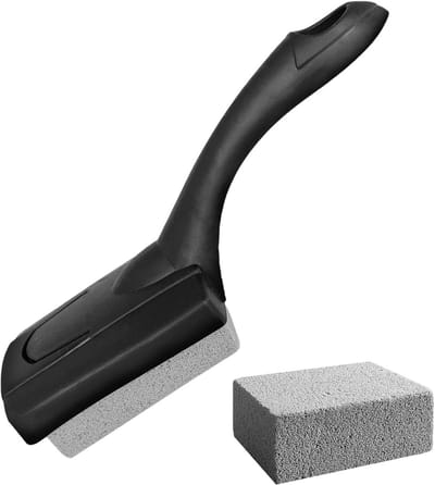 Puimsteen Borstel - Grill Reiniger - Hardnekkige Vlekken Verwijderen - Antislip Greep - 25 cm Lengte - Zwart