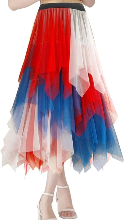 Elegante Tulle Rok voor Dames, Plissé Midi Rok met Hoge Taille, Asymmetrische Mesh Rok voor Cosplay en Feestjes