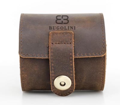 BUGOLINI ANTIQUS6 - Leren Horloge Box met 1 Sleuf - Retro Horloge Houder - Echt Leder - Bruin
