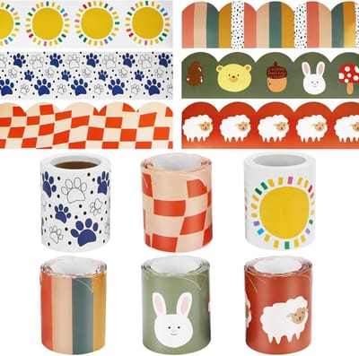 6 rollen 66 m dieren thema prikbordstickers voor feestdecoratie, klaslokaal en meer
