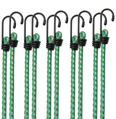 10x 61cm Spanningsriemen - Elastische Touwen met Metalen Haken - Weerbestendig en Duurzaam