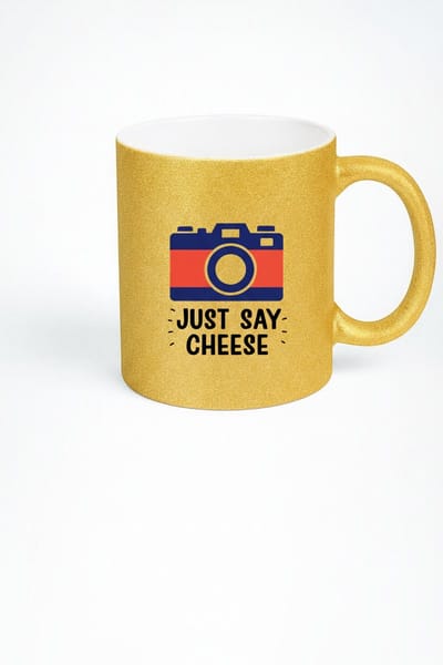 Gouden Just Say Cheese Fotografie Mok - Unieke Cadeau Idee voor Fotoliefhebbers