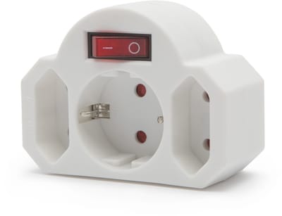 1+2 Voudige Wandstekkerdoos Met Schakelaar En Randaarde – Wandverdeler Met 1 Stopcontact En 2 Euro Stopcontacten – Geaard En Kinderveilig – Witte Stekkeradapter Voor Keuken En Thuisgebruik – 3500 W, 16A, 250V [05674]