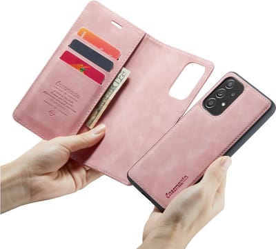CaseMania Bookcase hoesje geschikt voor Samsung Galaxy A53 - Effen Lichtroze - Kunstleer - 2-in-1 Magnetisch Uitneembaar Design