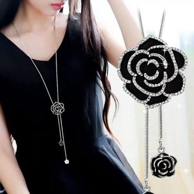 Sneeuwvlok Zircon Lange Ketting voor Vrouwen Mode Zilverkleurige Kristal Maxi Kettingen & Hangers Statement Collier Sieraden gray