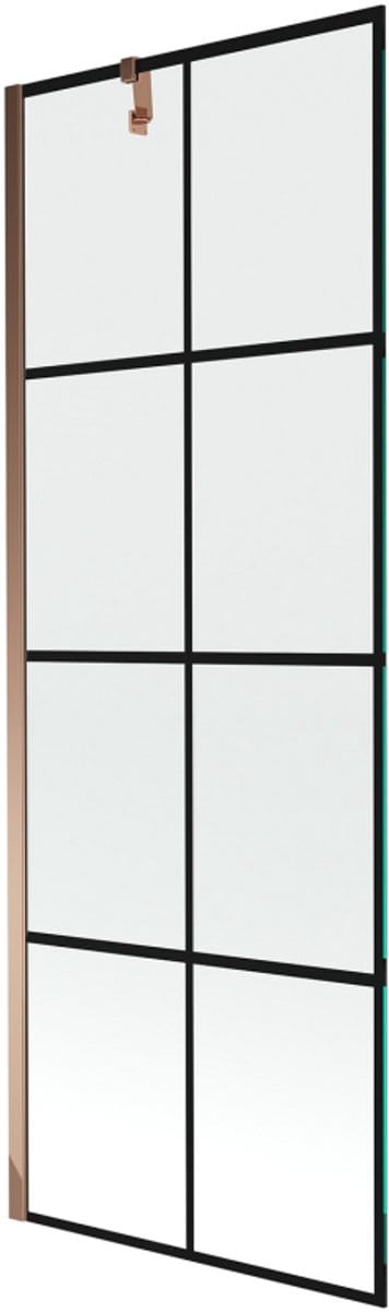 Mexen Next 1-delig badscherm 70 x 150 , zwart raster, roze goud - 895-070-000-00-77-60