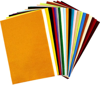 Hobbyvilt, vel 20x30 cm, dikte 1,5-2 mm, 180-200 gr, diverse kleuren, 24 div vellen | Hobby vilt