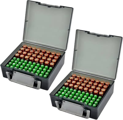 Batterijopbergbox - Batterijhouder Organizer - Batterijen Opbergen - Met Sponsvoering - 24 AA 30 AAA - Zwart