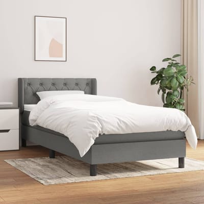 vidaXL - Boxspring - met - matras - stof - donkergrijs - 80x200 - cm