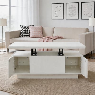 Komhtom - Moderne salontafel met dubbel hefmechanisme - Verborgen opbergruimte - Belastbaar tot 50 kg