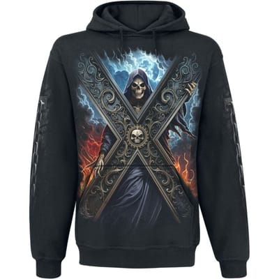 Spiral Trui met capuchon - Crossed Over Hoodie - M tot L - voor Mannen - zwart
