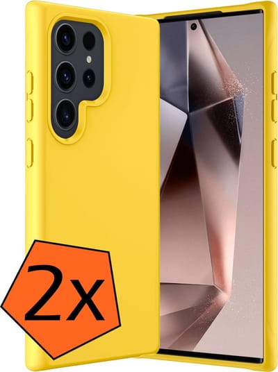 Hoes - 2 Stuks - Geschikt voor Samsung Galaxy S24 Ultra - Sterk & Shockproof - Case Siliconen - Back Cover - Telefoon Hoes - Geel