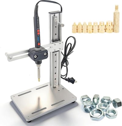Verticale warmte pers - Heat set tool - Kunststof bewerken - Precisie temperatuurregeling - 28 cm hoogte - Zilver