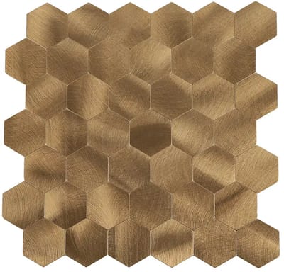 Zelfklevende Mozaïek Steenstrip Hexagon Geborsteld Koper
