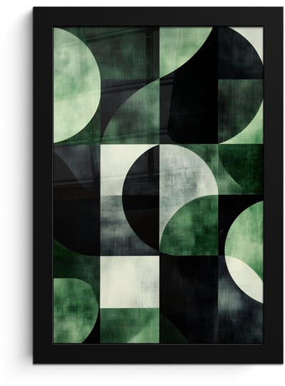Poster in lijst - Fotolijst 20x30 cm - Posters - Abstract - Groen - Vormen - Posterlijst zwart - Decoratie - Wanddecoratie woonkamer - Muurdecoratie slaapkamer