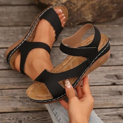 Chaussures pour Femmes Sandales à Bout Ouvert pour Femmes Grandes Tailles Sandales Décontractées pour Femmes Compensées à Bout Rond Chaussures d'Extérieur pour Dames Mujer 43 noir