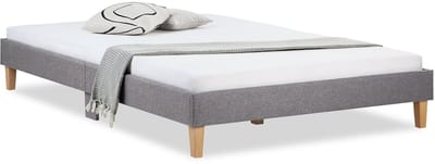 Homestyle4u Tweepersoonsbed - 140x200 cm - Gestoffeerd bed - Grijs