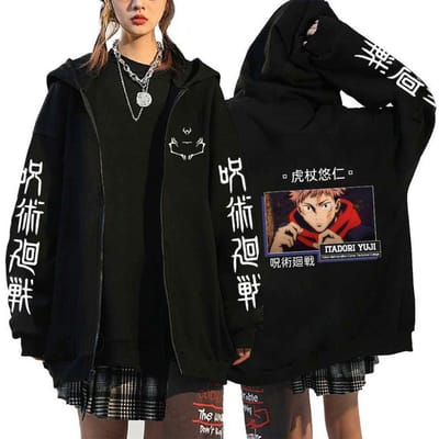 Anime Jujutsu Kaisen Fushiguro Megumi hoodies L gray