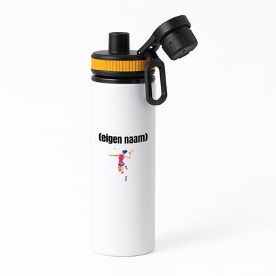 Hacebo® - badminton vrouw met eigen naam waterfles met draaidop oranje - Badminton - badmintonner - sport - Verjaardag cadeau - kado - geschenk - water fles - 850ML