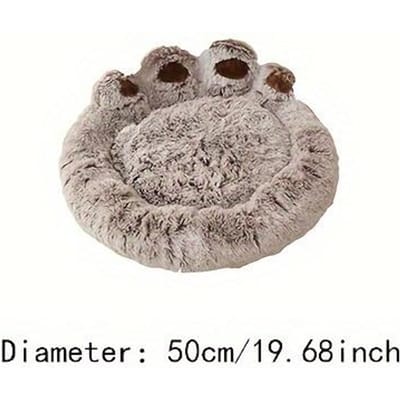 Lit câlin en forme de patte d'ours au café progressif, fibre de polyester douce, convient aux chiens de petite, moyenne et grande taille, chaise longue confortable pour animaux de compagnie, aucun assemblage requis 50cm gray