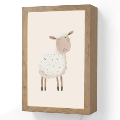 Wandlamp 20x30 cm - Oplaadbaar - Schaap - Boerderij dier - Dieren - Wandlampen binnen woonkamer - Slaapkamer lamp met kabel - Decoratieve nachtlamp - Vloerlamp snoer