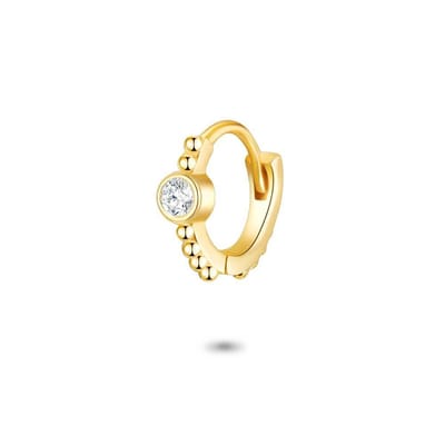 Twice As Nice Oorbel per stuk in 18kt verguld zilver, oorring, 1 zirkonia