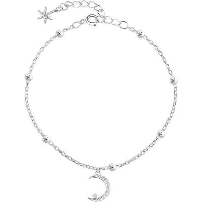 Zirkonia Maan Ster Hanger Ketting Armbanden Voor Vrouwen Trendy Eenvoudige Hand Sieraden Accessoires Meisjes Verjaardagscadeaus 16cm add 4cm white