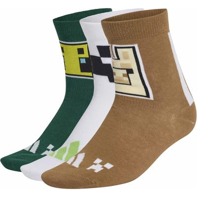 3 paar Adidas Minecraft kinder sokken - Bruin - Maat 25/27