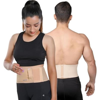 Wonder Care Coton, Ceinture pour Hernie Ombilicale Support Herniaire avec Coussin de Compression Amovible Soulagement de la Douleur pour Hernie Ombilicale pour Hommes & Femmes (3Xl) 3XL beige