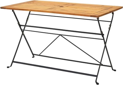 Inklapbare tuintafel - Houten tafel - Buiten dineren - Met parasolgat - 120 x 70 cm - Houtkleur