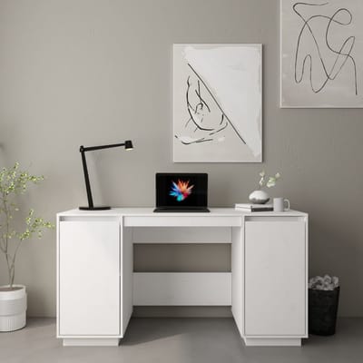 vidaXL - Bureau - 140x50x75 - cm - massief - grenenhout - wit