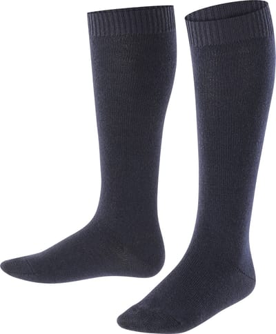 FALKE Comfort Wool lang eenkleurig wol kniekousen kinderen blauw - maat 35-38