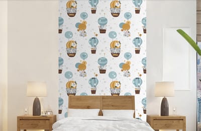 Behang - Fotobehang Jongens - Patronen - Luchtballon - Kinderen - Breedte 150 cm x hoogte 240 cm