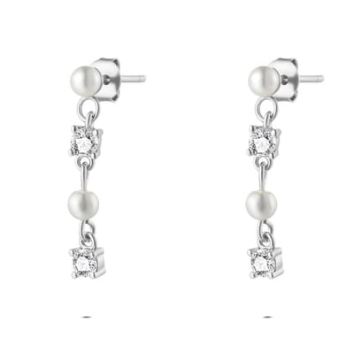 Twice As Nice Oorbellen in zilver, pareltjes en zirkonia Zilverkleurig