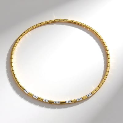 Cavill - Zilveren Halsketting Verguld 925 Sterling Zilver - Nigeriaanse Zirkonia 56 Stuks 1,416 Ct Rond Slijpsel - Elegant 45,5 cm - Luxe Sieraad