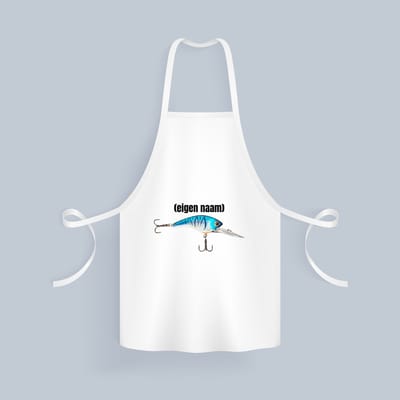 Akyol - visser haak met aas met eigen naam Keukenschort - Vissen - liefhebber van vissen - iemand die houdt van vissen - verjaardag - cadeau - kado - geschenk - 82 bij 71 cm
