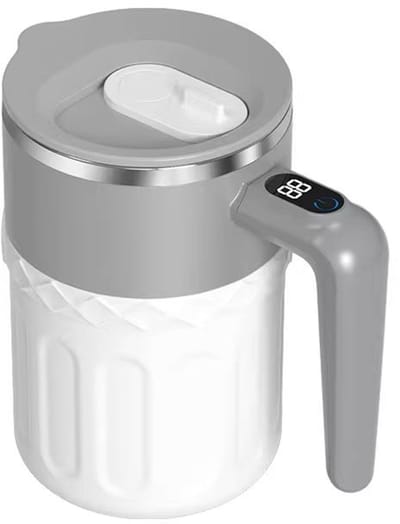 Automatische Roerbeker - Zelfroerende Koffiebeker - Grijs-Wit - 380mL - 6500 RPM - 150 Mengbeurten - USB Oplaadbaar - Smoothiebeker